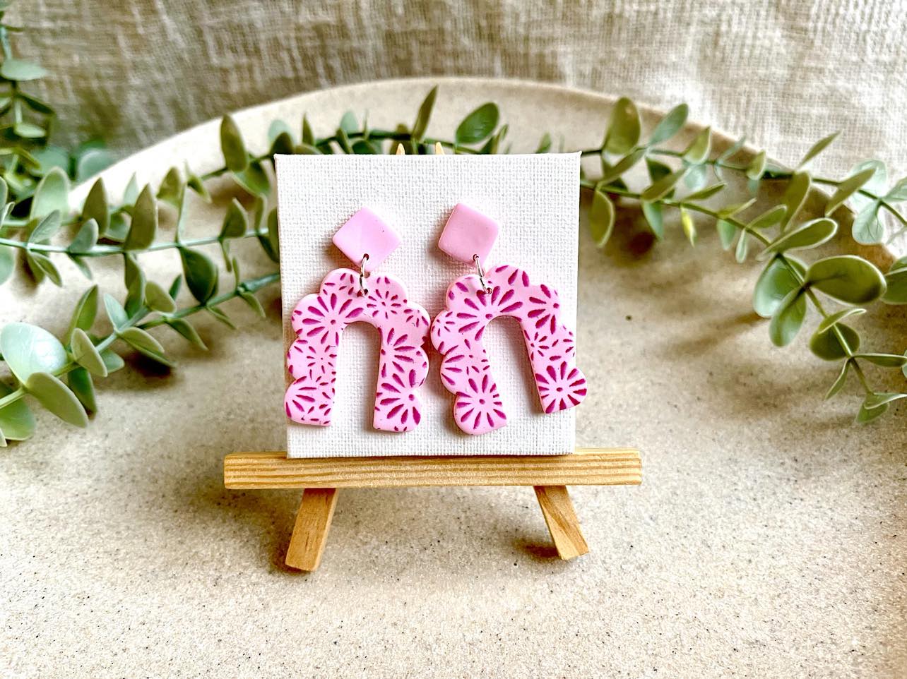 Floral Frenzy Arch Dangles - Baby Pink
