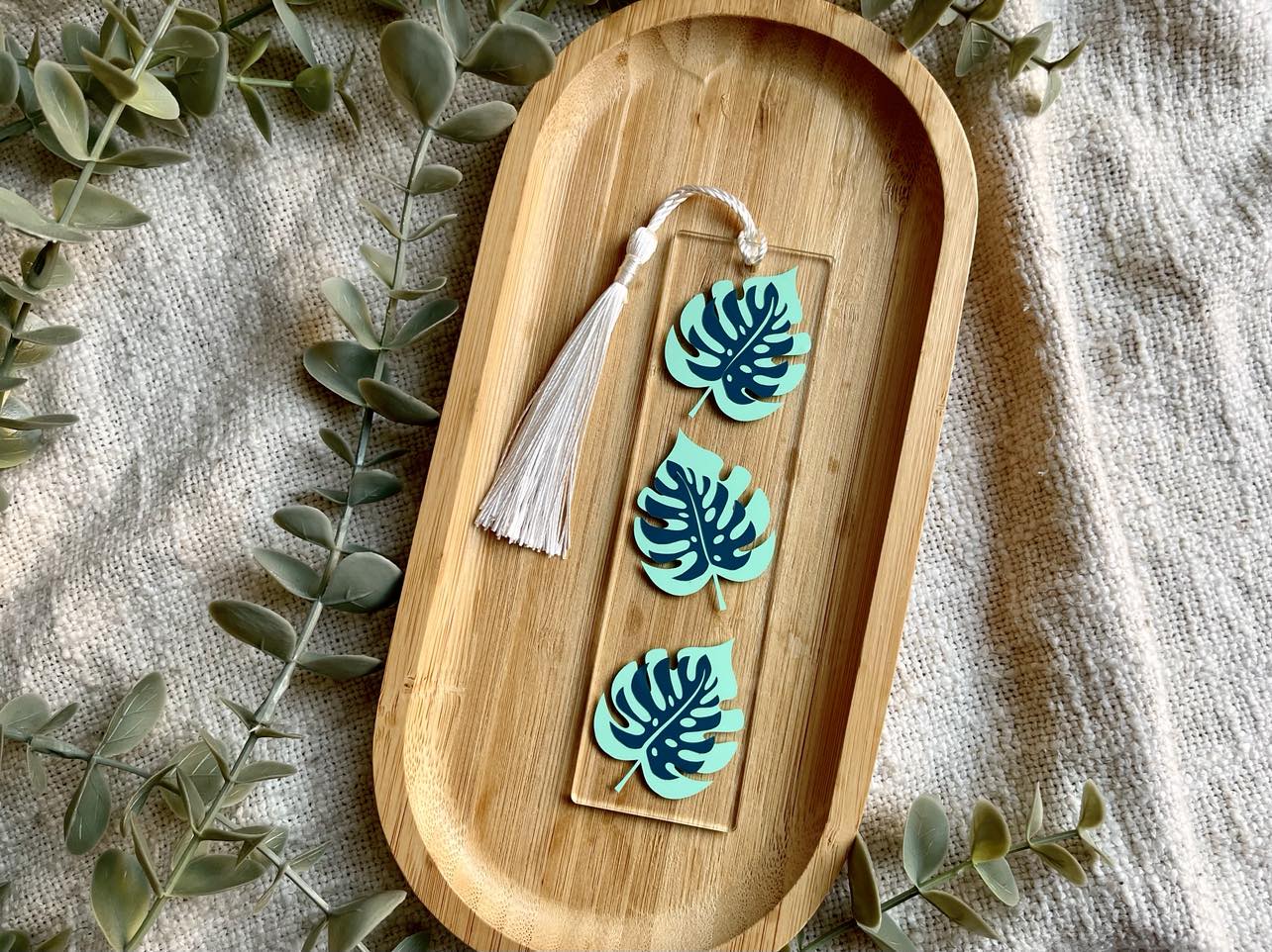 Leaf Acrylic Bookmark - Aqua