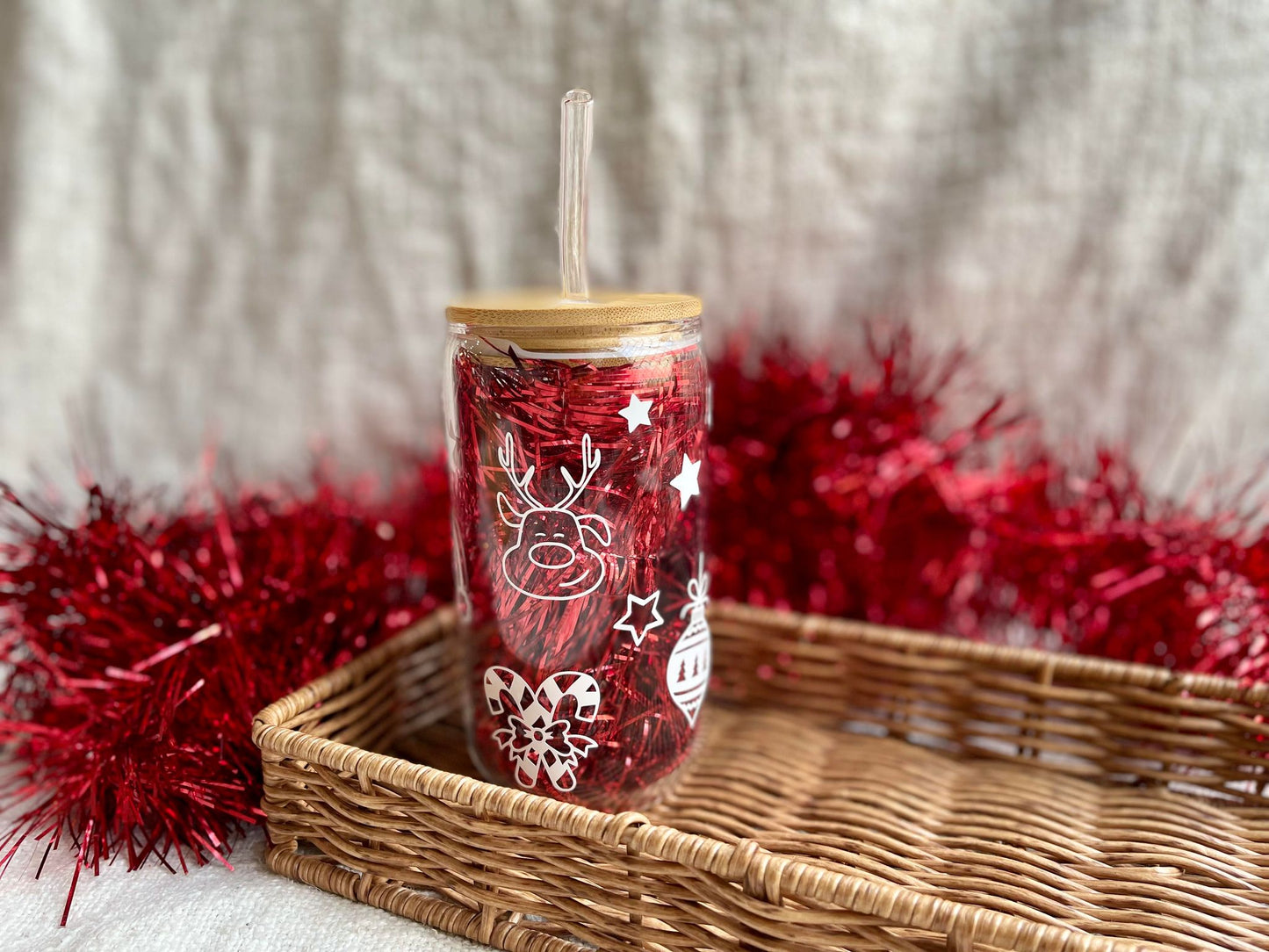 Christmas Spirit 16oz Glass Tumbler