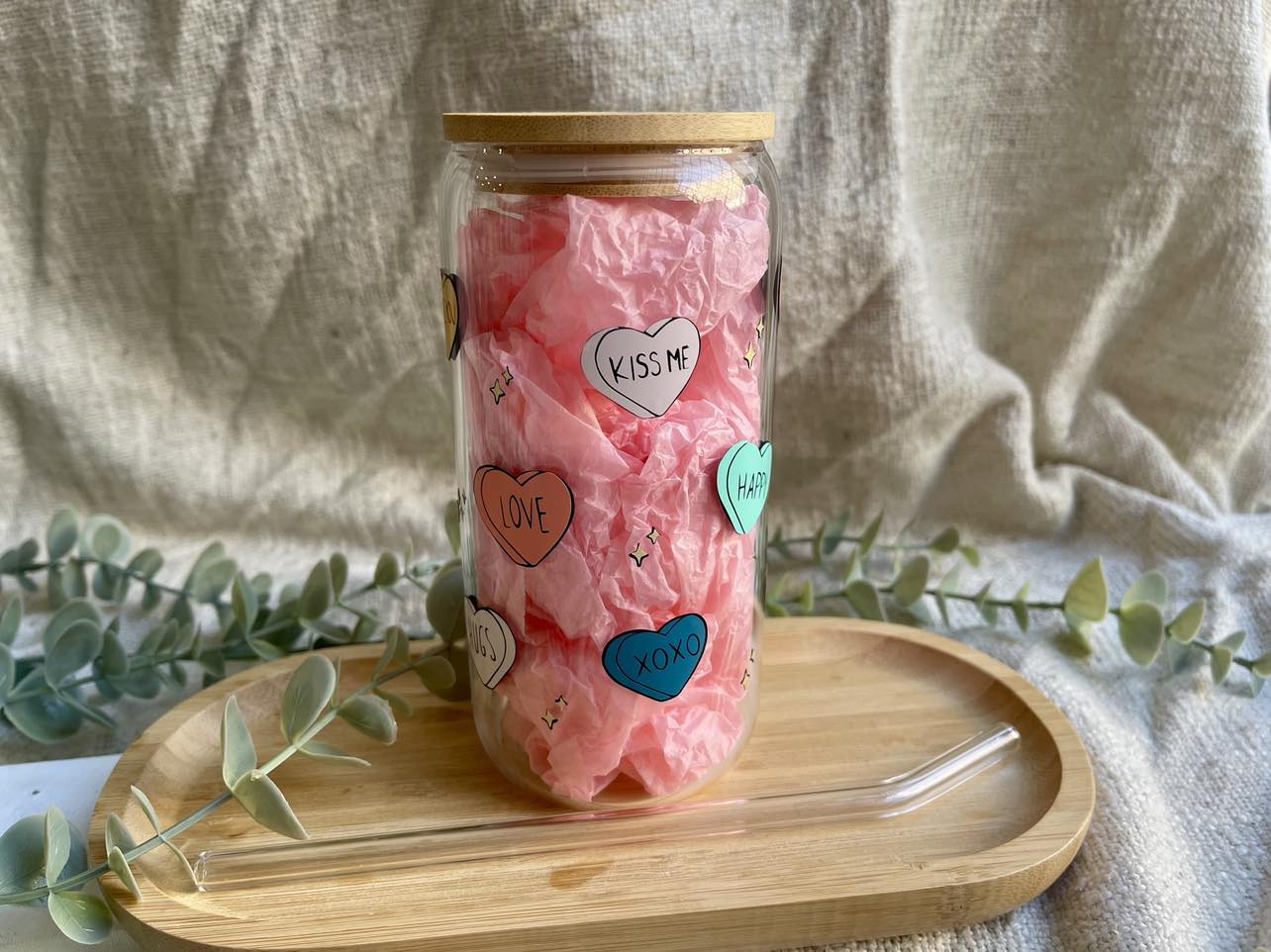 Candy Heart Glass Tumbler