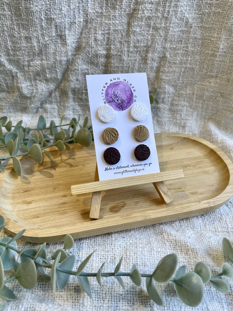 Sunflower Stud 3 Pack - Neutrals