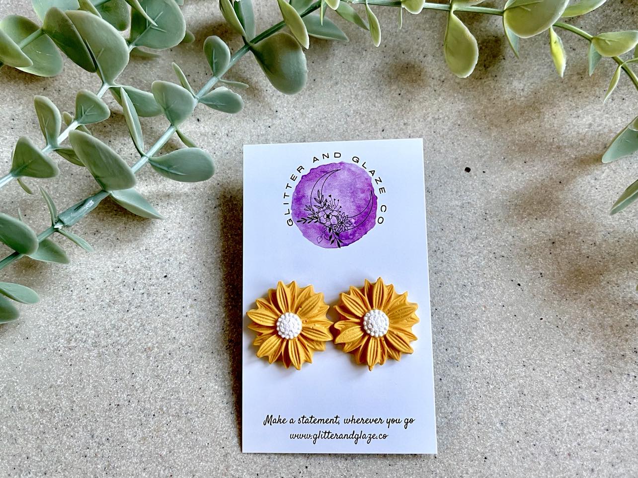 Sunflower Statement Studs - Mustard