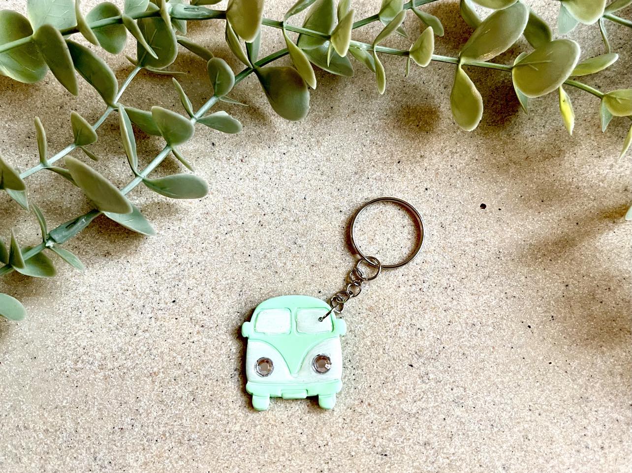 Hangin' Hippie Van Keyring - Mint