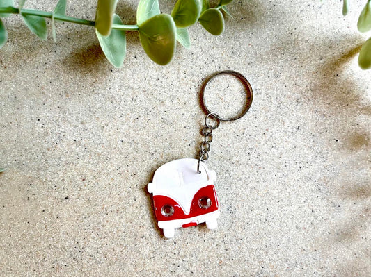 Hangin' Hippie Van Keyring - Red/White