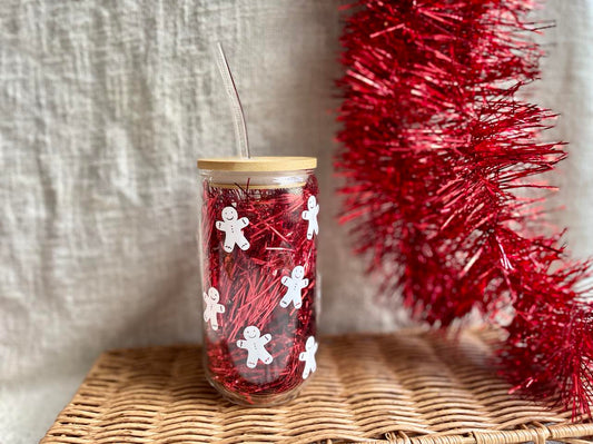 Gingerbread 16oz Glass Tumbler