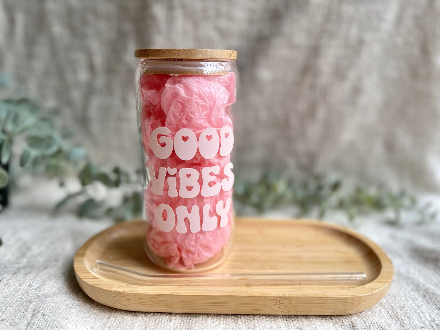 'Good Vibes Only' 16oz Glass Tumbler