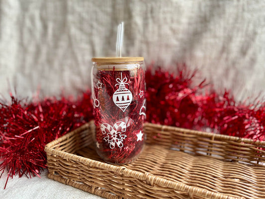 Christmas Spirit 16oz Glass Tumbler