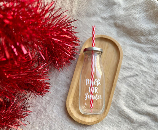 'Milk for Santa' Milk Bottle with Straw