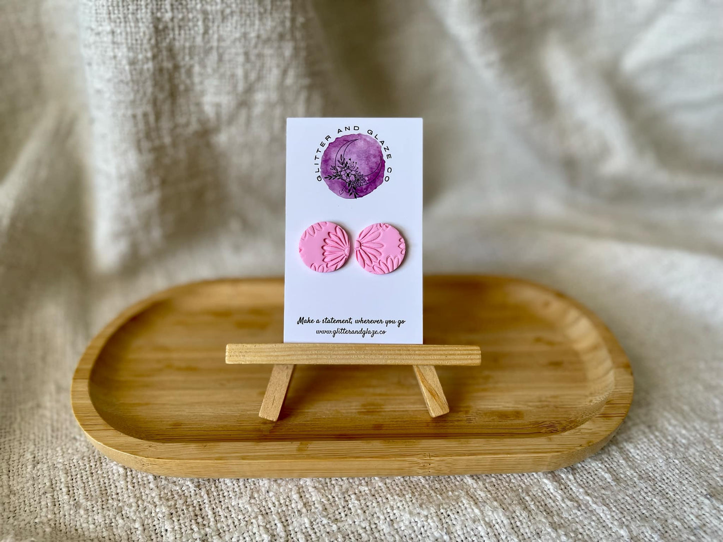 Pink Daisy Statement Studs