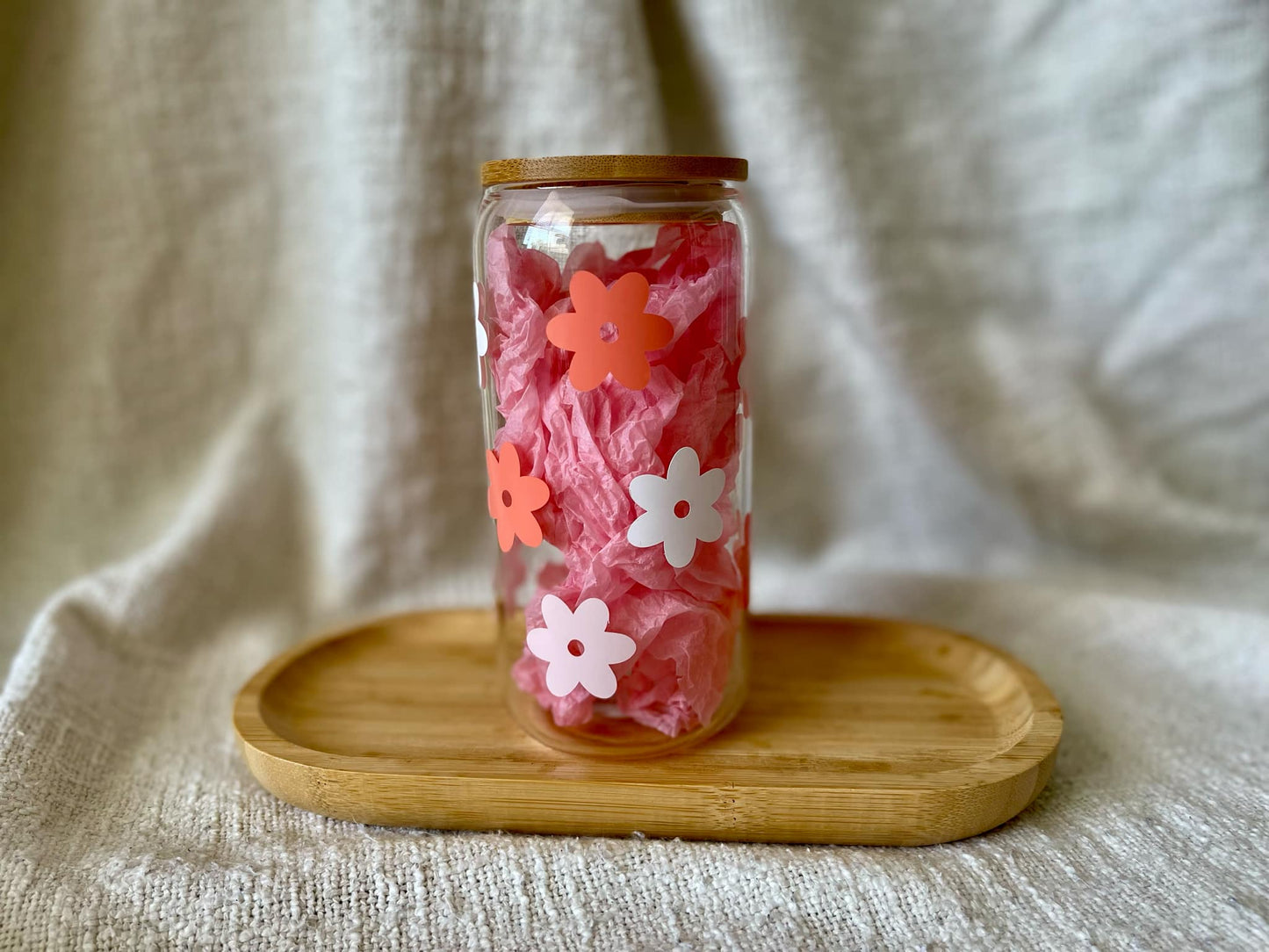 Peachy Sunrise 16oz Glass Tumbler