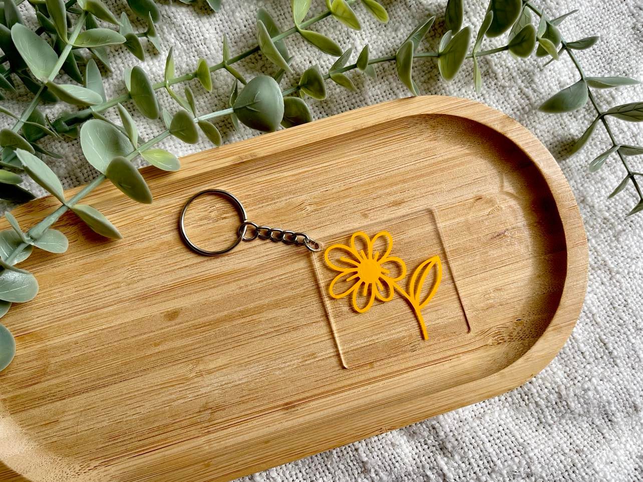 Golden Flower Acrylic Keyring